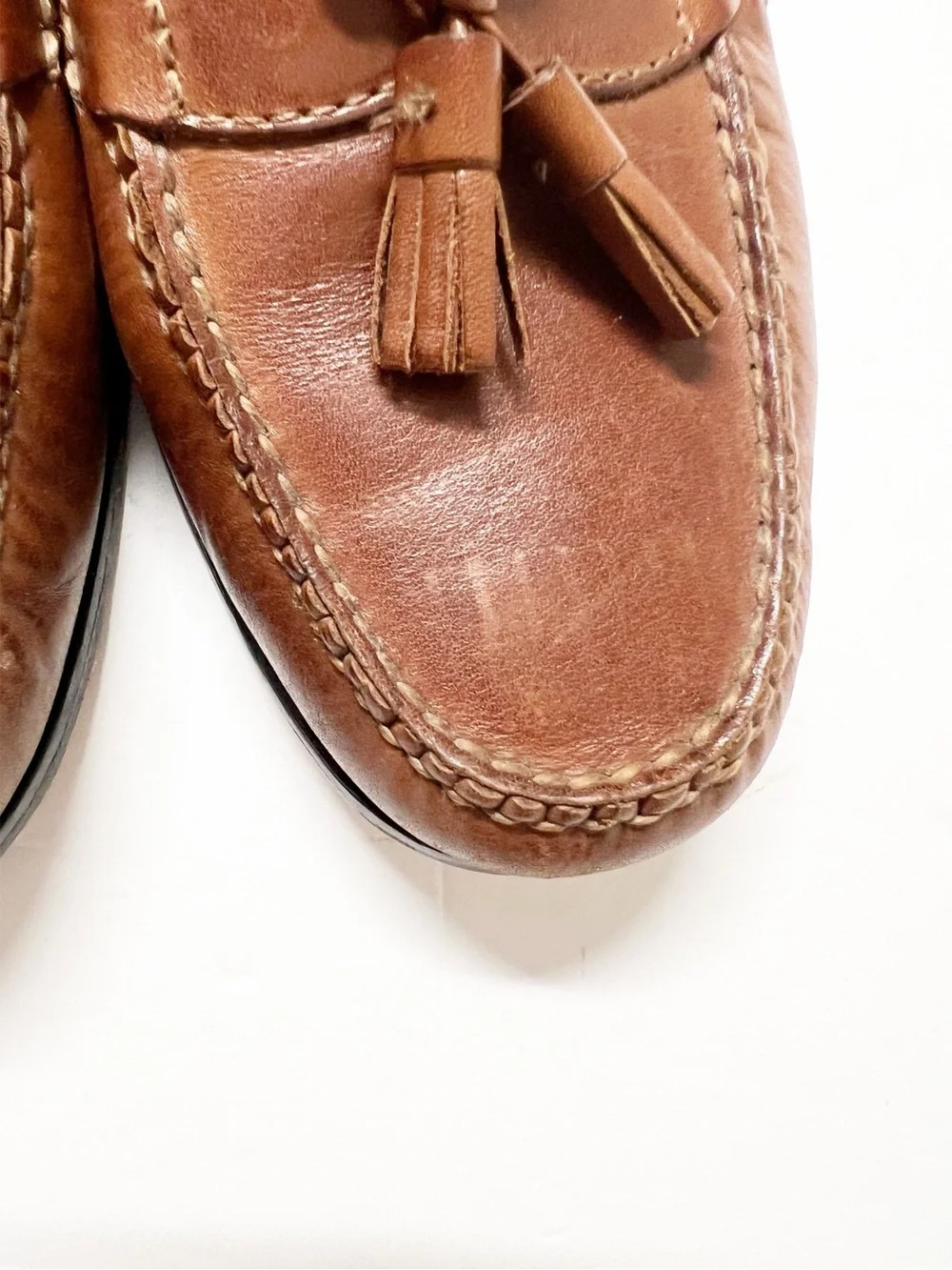 Cole Haan Mens Classic Preppy Brown Tan Leather Pinch Tassel Loafers Size 10.5M